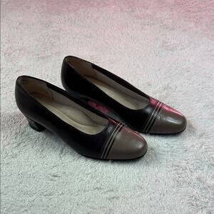 Vintage 90s Foot thrills brown chunky heel pumps, size 8.5